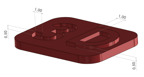 Piece illustrating bas-relief and high-relief features with dimensions.